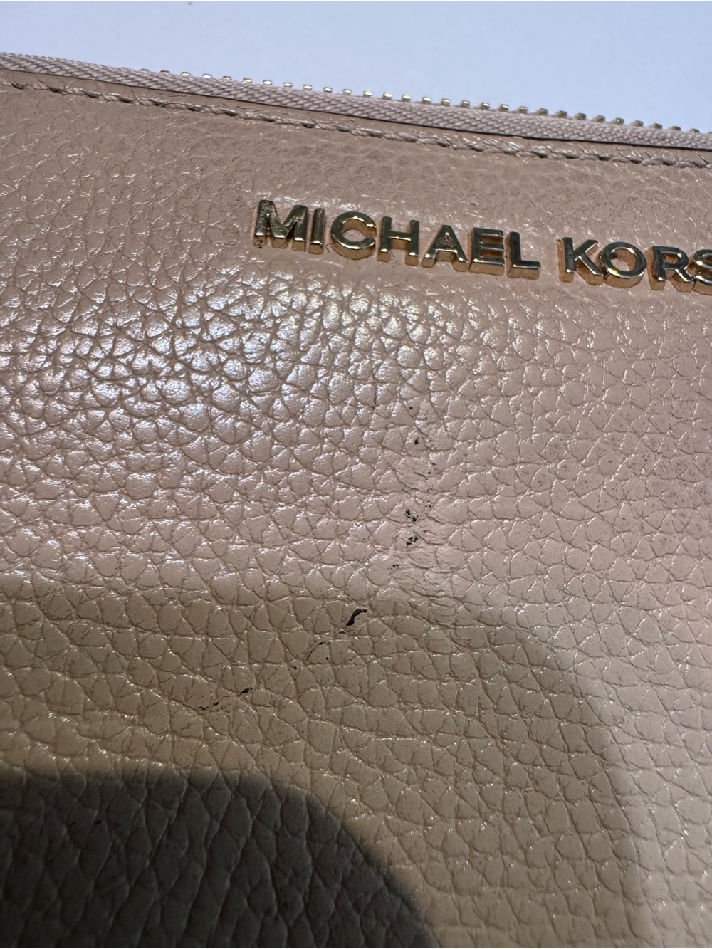 Michael Kors Leather Beige Zip Wallet & Brown MK Wristlet Set Bundle READ - Picture 3 of 10